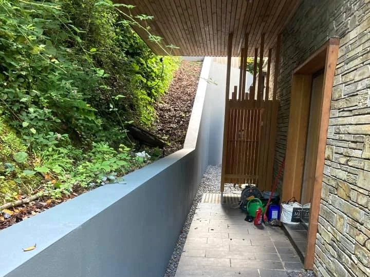 Exterior house painting with white painted front elevation in Pontarddulais by Daffodil Decor