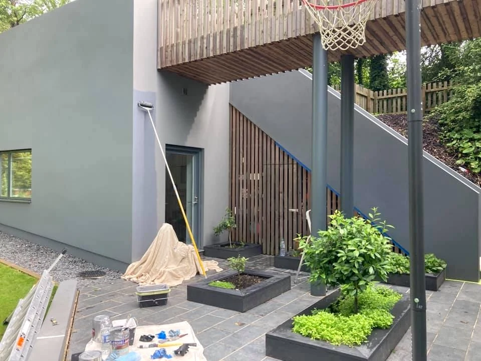 exterior painting white painted terraced house swansea daffodil decor 1