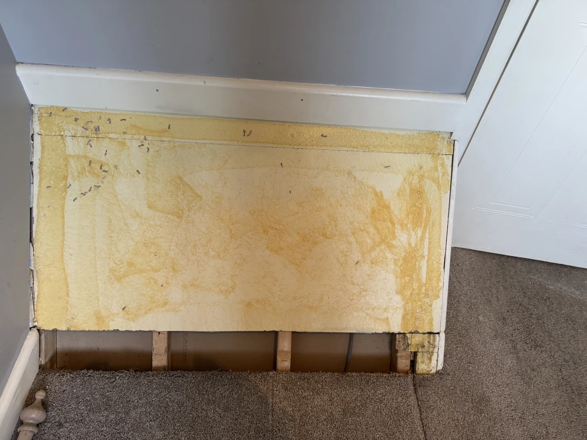 Period woodwork skirting detail on grey wall renovation by Daffodil Decor in Clydach