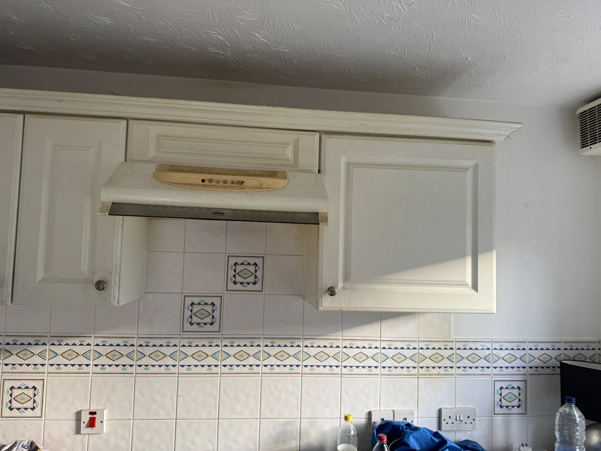 Kitchen painting with wall cabinets and extractor hood in Manselton by Daffodil Decor